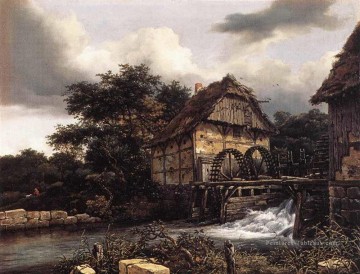 Deux moulins à eau et écluse ouverte Jacob Isaakszoon van Ruisdael Peinture à l'huile